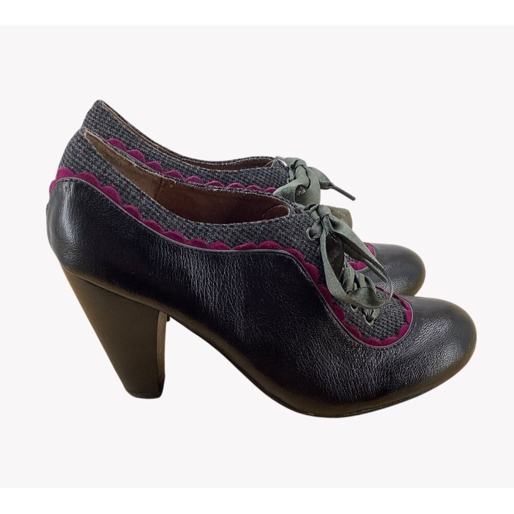 Poetic License Backlash Oxford Heels Leather Women’s Size EU 38 Black/Fuchsia